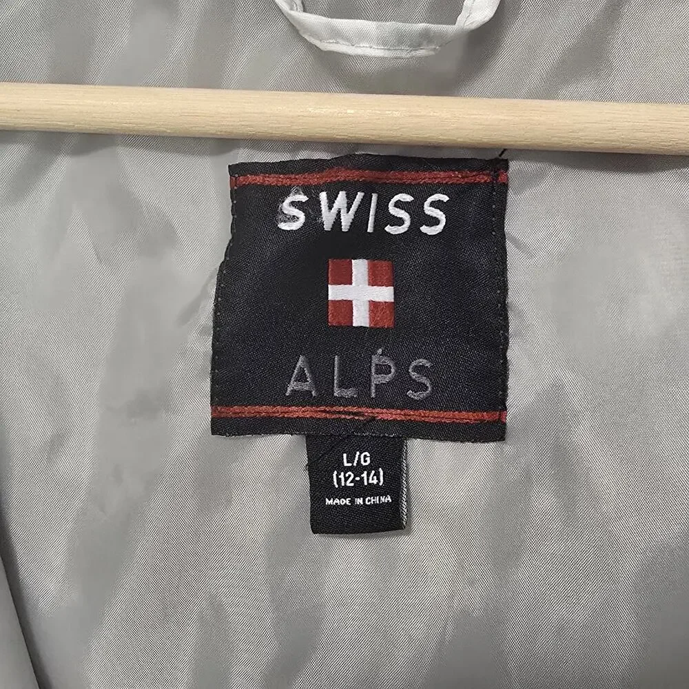Swiss Alps White Camo Full Zip Packable Windbreaker w Hood Youth‎ Large 12-14